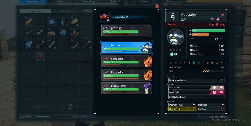 feeding pals from inventory