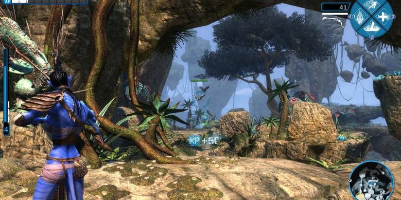 Fighting enemies in James Cameron's Avatar The Game