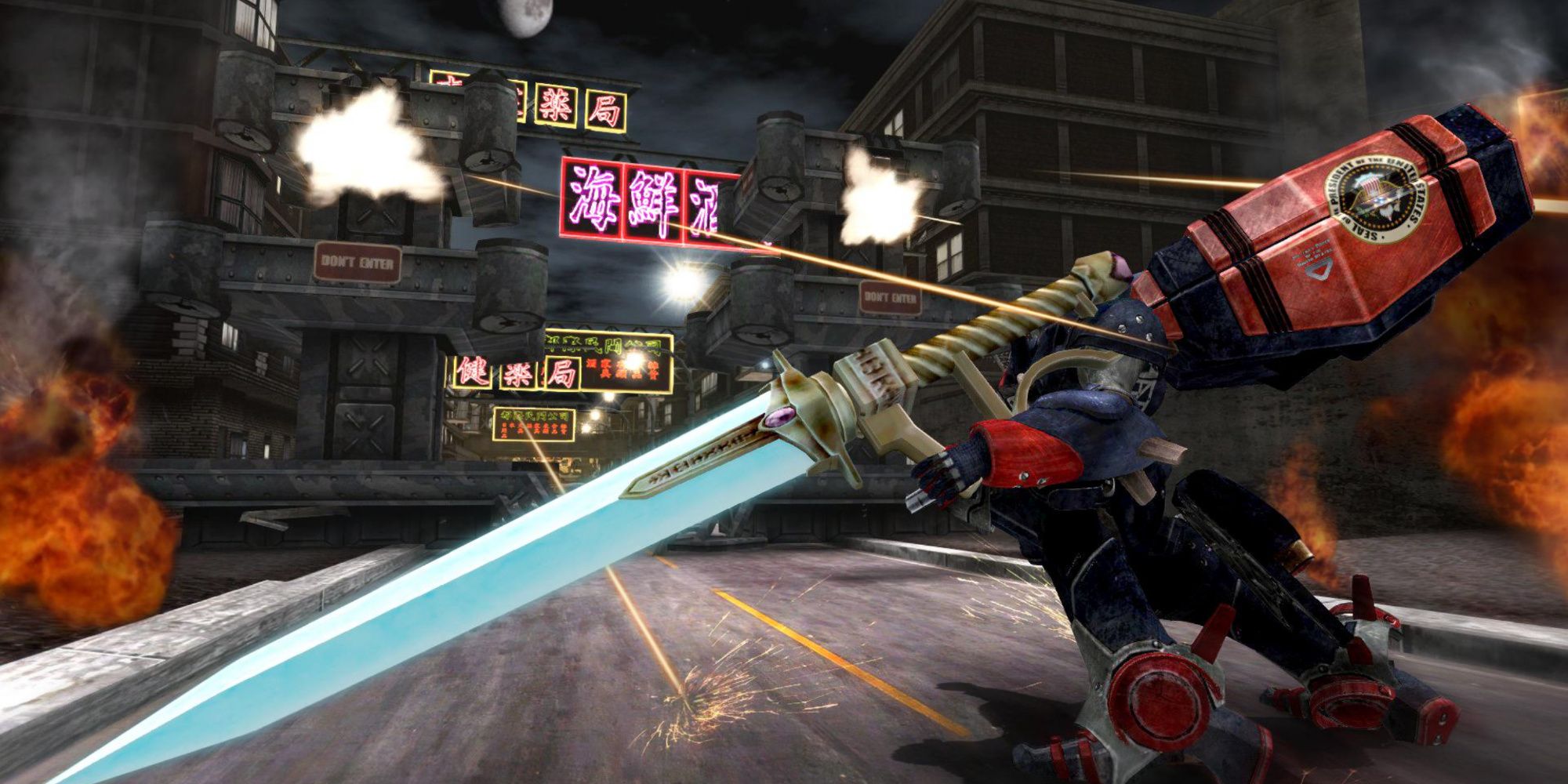 Fighting enemies in Metal Wolf Chaos