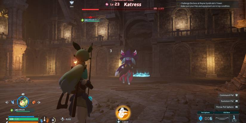 Fighting the Katress boss in Palworld