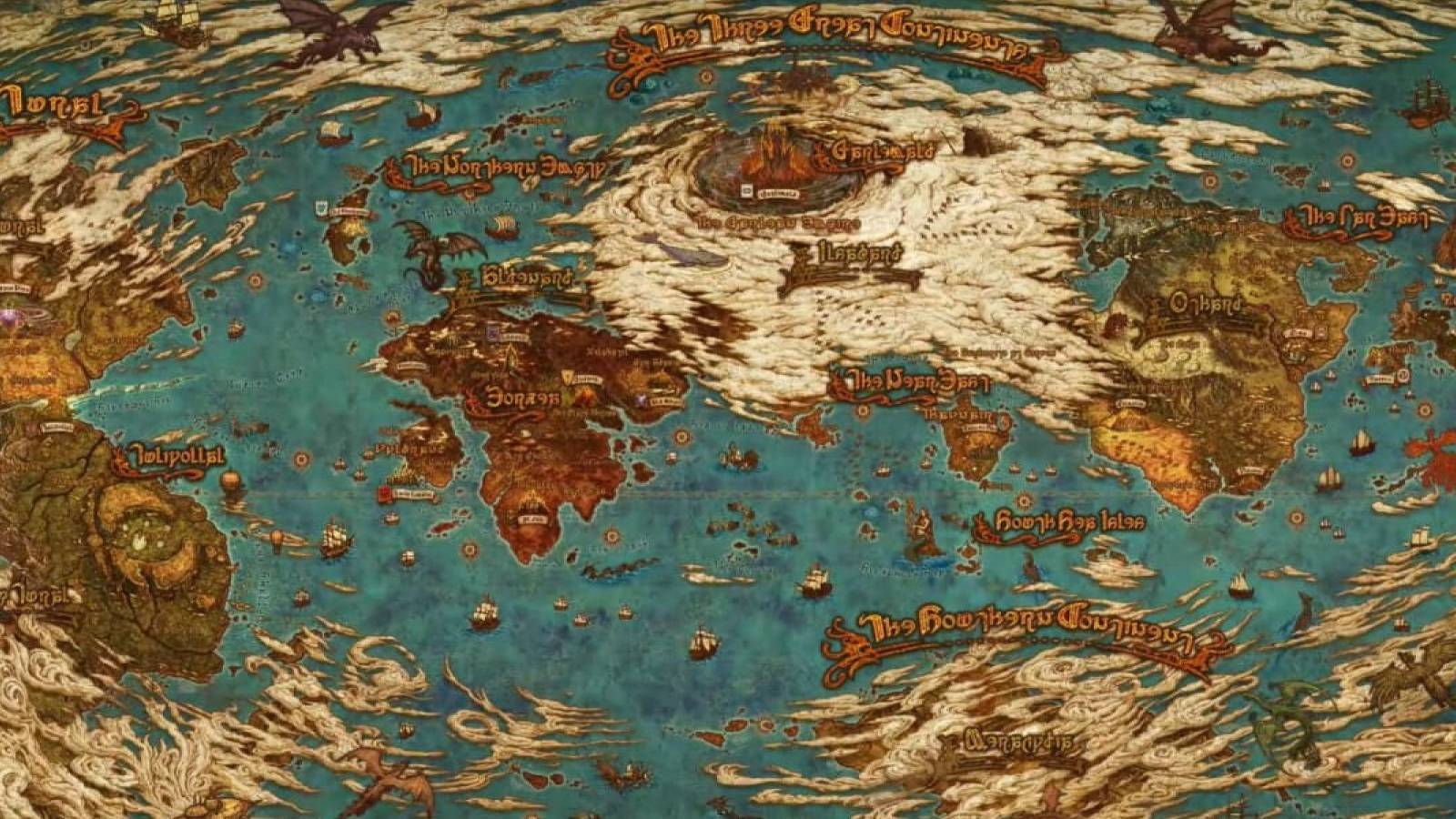 the new map of the final fantasy 14 world etheirys including tural from dawntrail