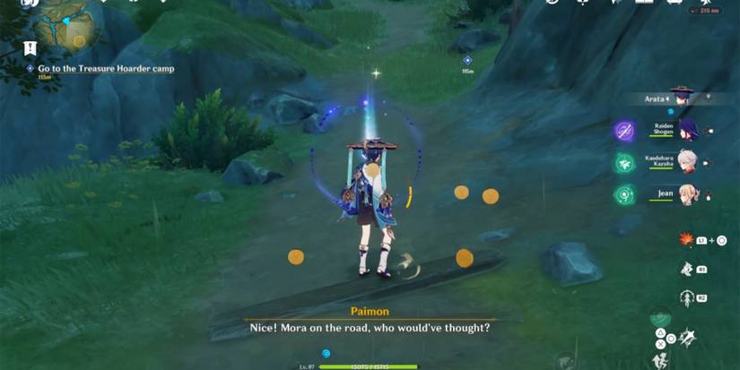 finding mora on the ground in genshin impact