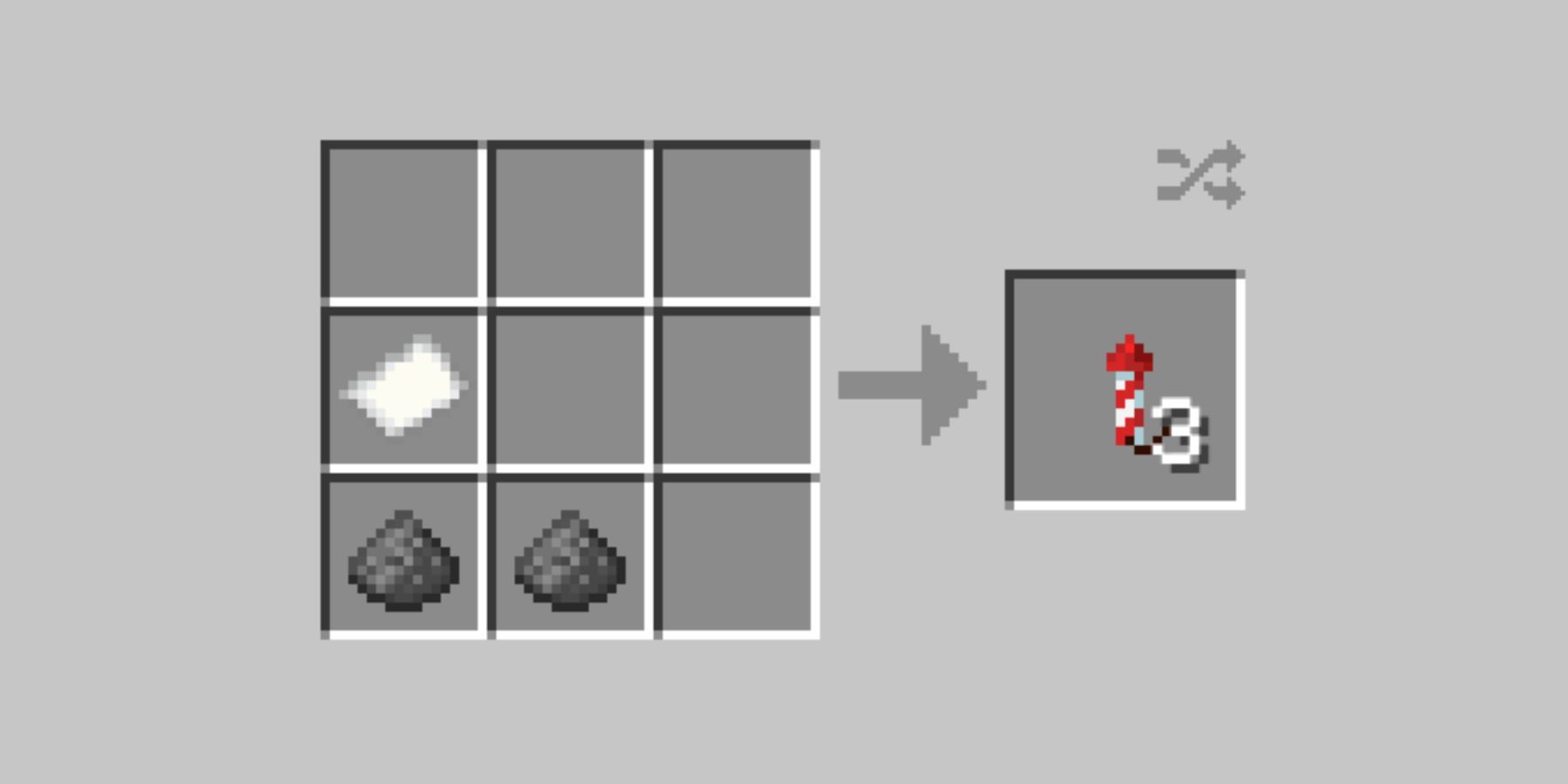 The fireworks recipe in Minecraft