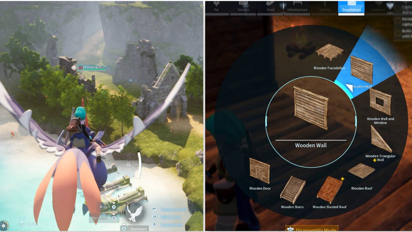 Flying around in and Building walls in Palworld