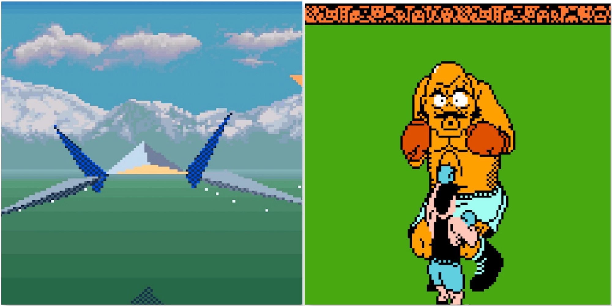 Flying around in Star Fox and Fighting Bald Bull in Punch-Out