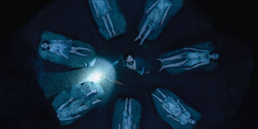 Children bodies in a cave in From