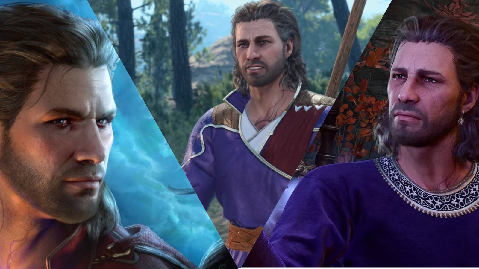 3 Images of Gale from Baldur's Gate 3 in different moods