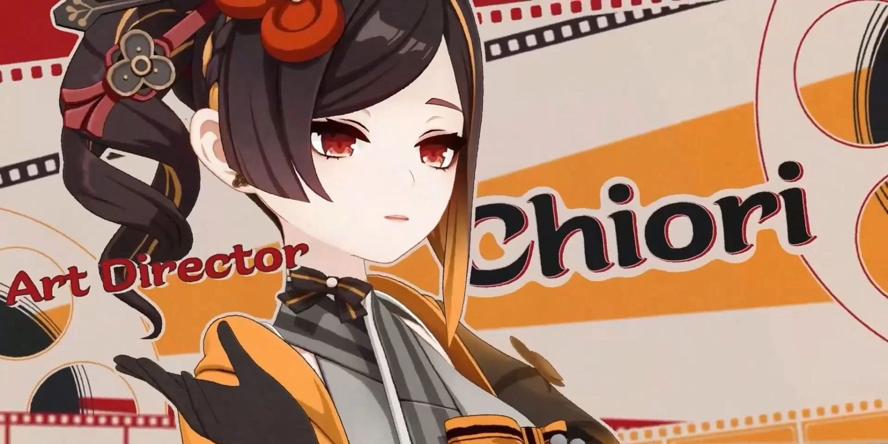 A screenshot from Genshin Impact's Version 4.3 trailer. The image shows new character Chiori.