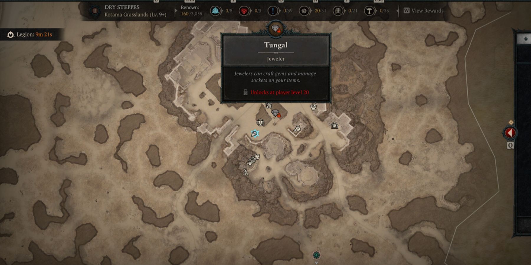 Tungal location on the map in Diablo 4