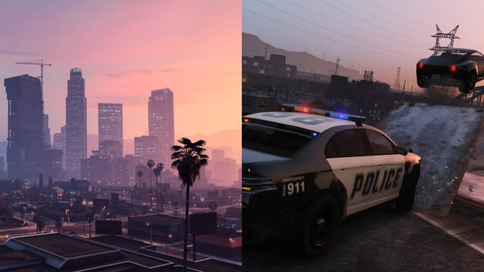 GTA V 8 Small Details That Enhance The Open-World feature image with view of Los Santos and a police chase