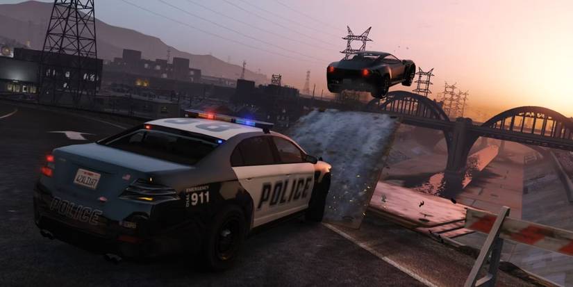 GTA V police occurring with the player driving off ramp