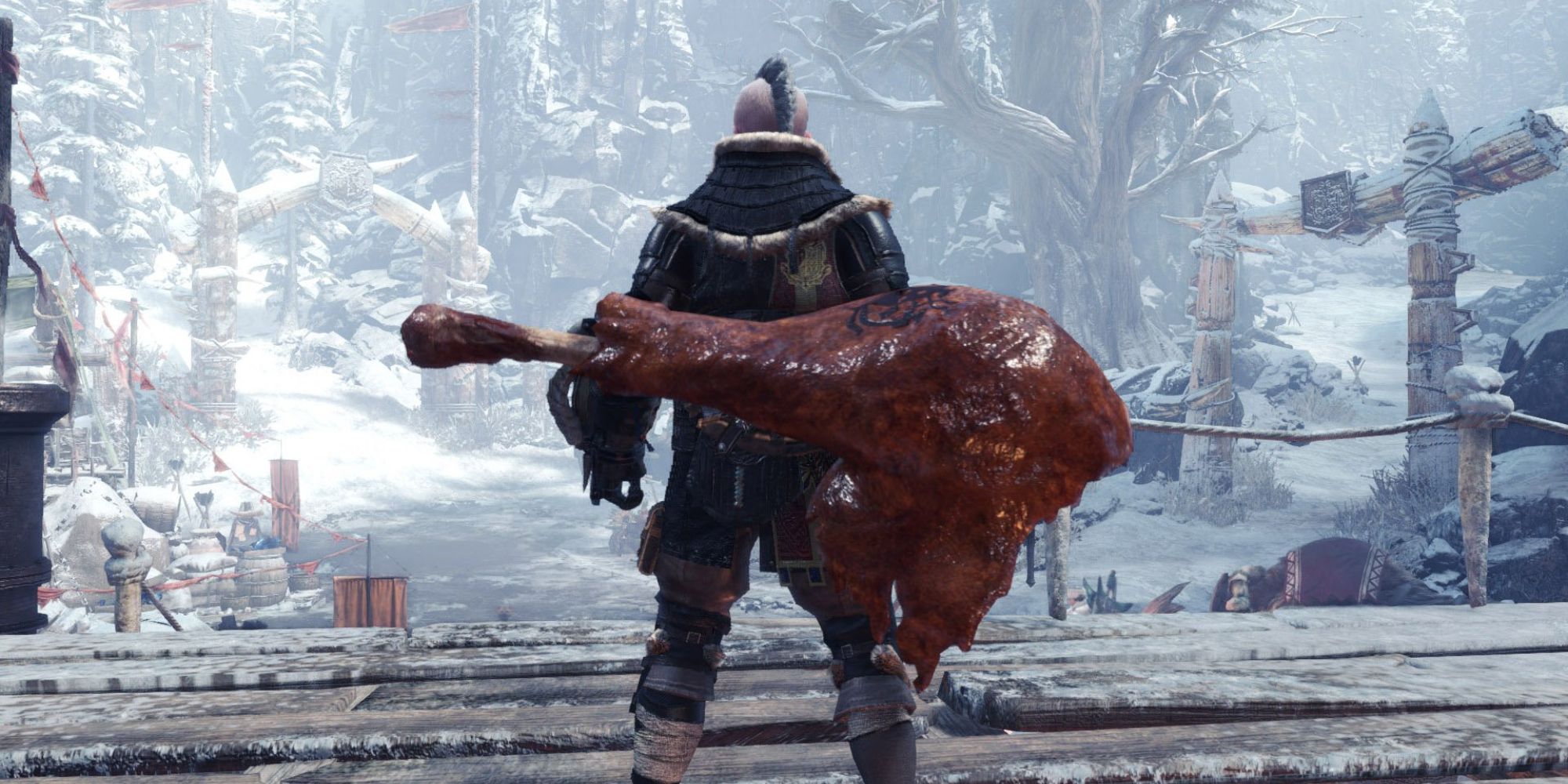A hunter with a meat hammer sheathed