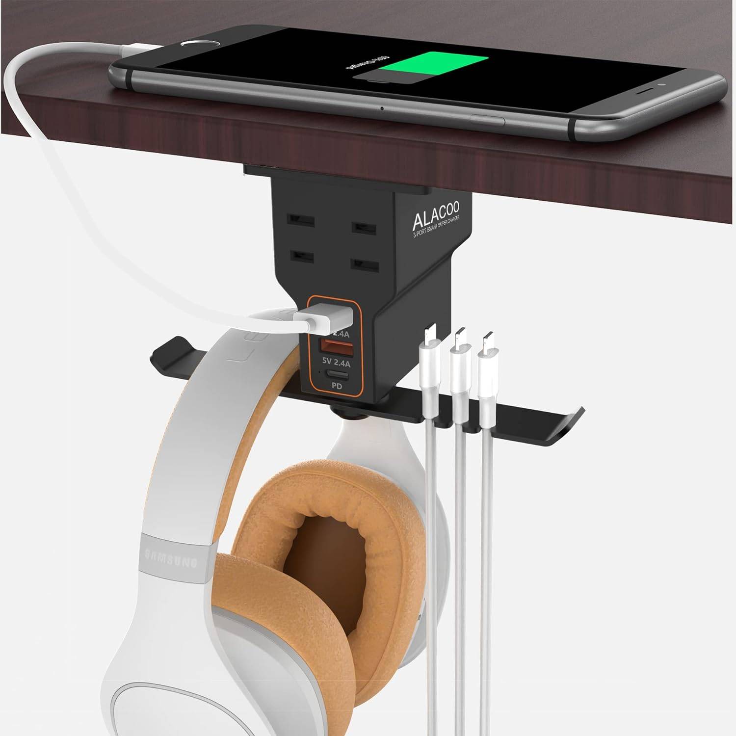 2 Pcs Adjustable Under Desk Headphones Stand Holder - Gaming & Office
