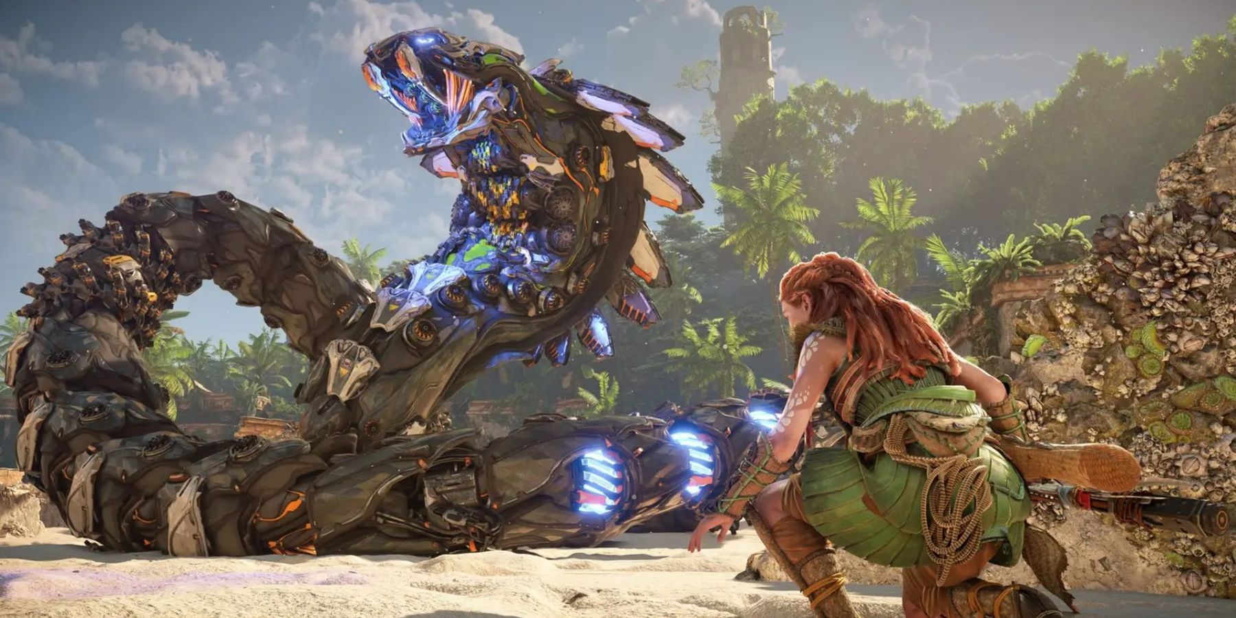 Aloy sizing up a Slitherfang