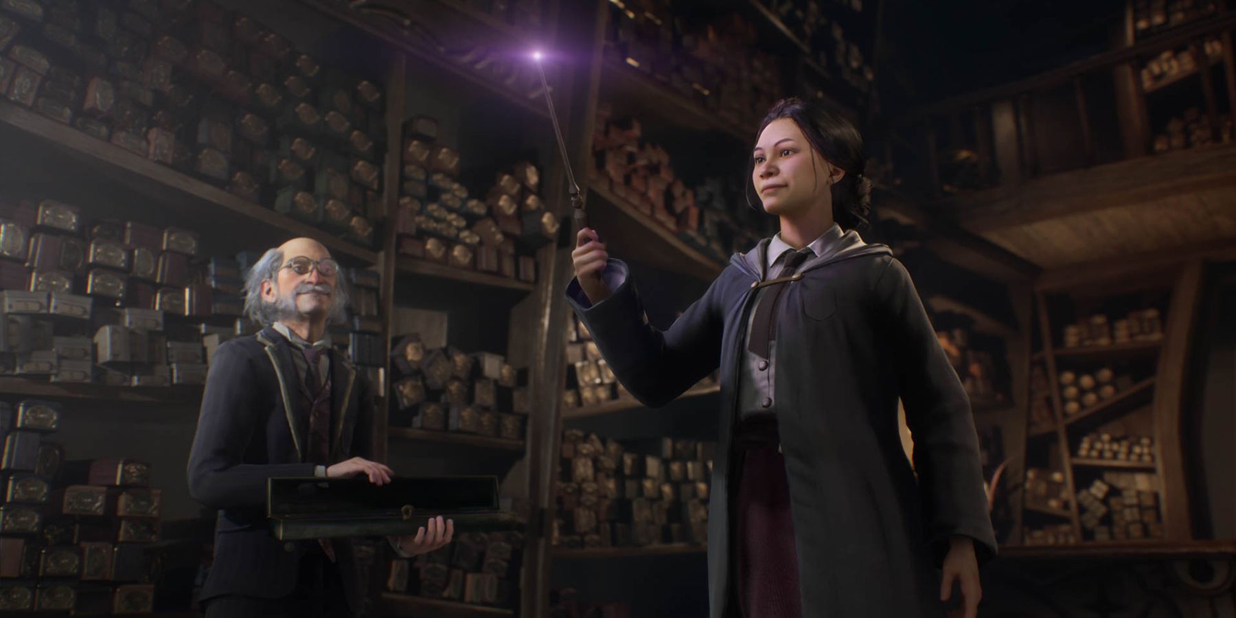Hogwarts Legacy character receiving a wand