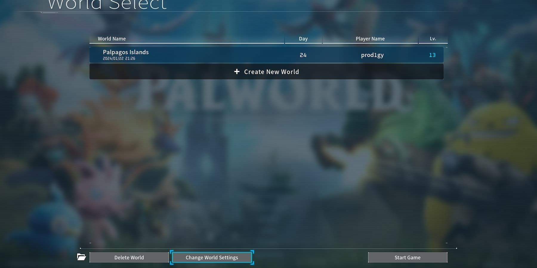 how to change world settings palworld