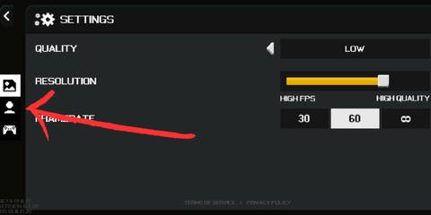 The settings menu in Apex Racer