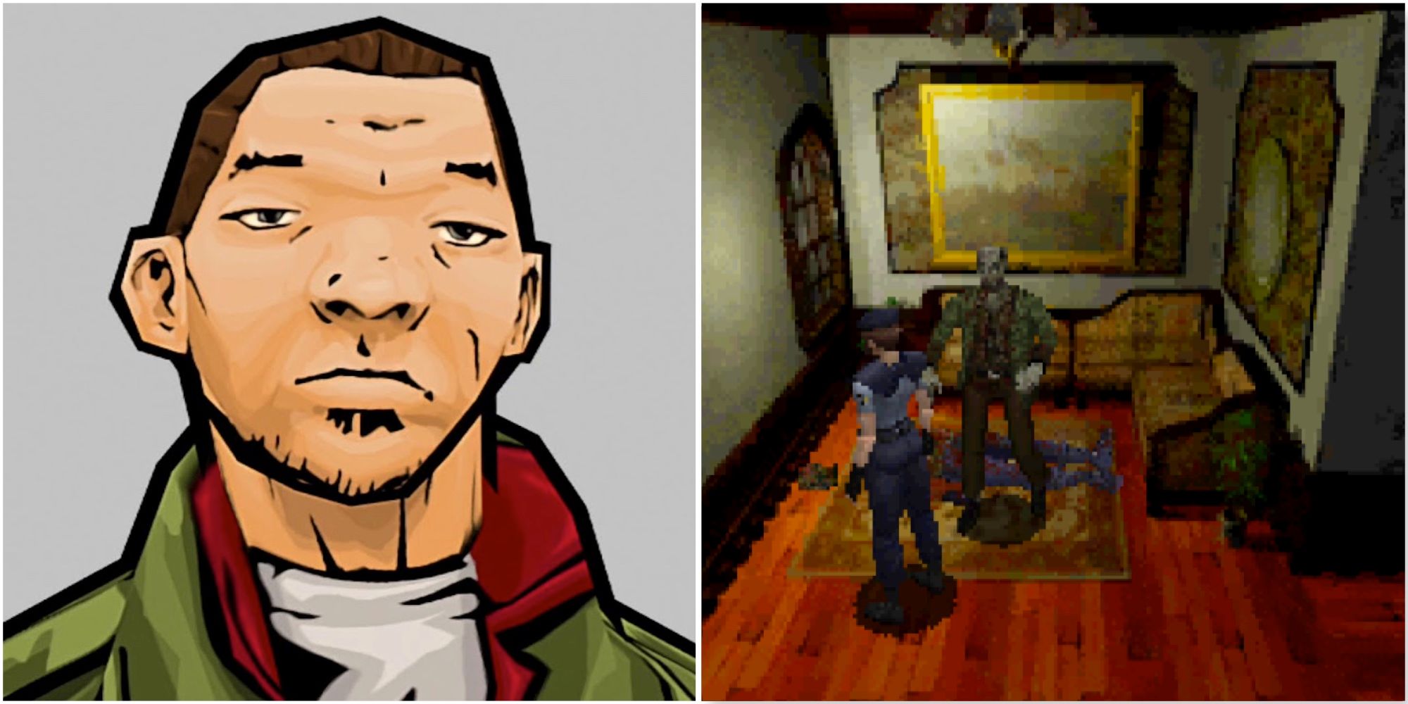 Huang Lee in Grand Theft Auto Chinatown Wars and confronting a zombie in Resident Evil Deadly Silence