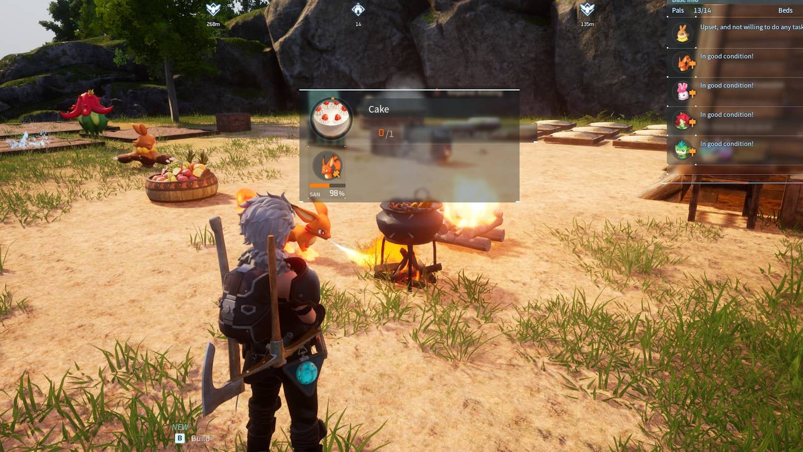 Foxparks baking a cake in Palworld