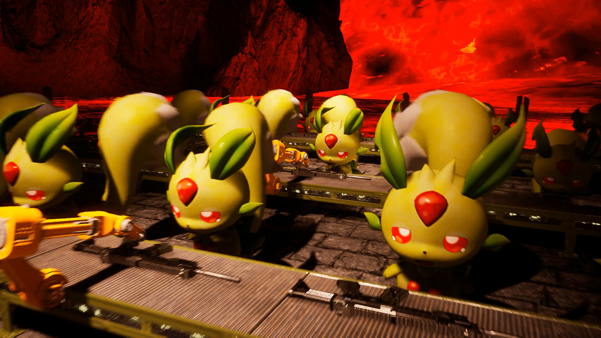A gun assembly line in Palworld