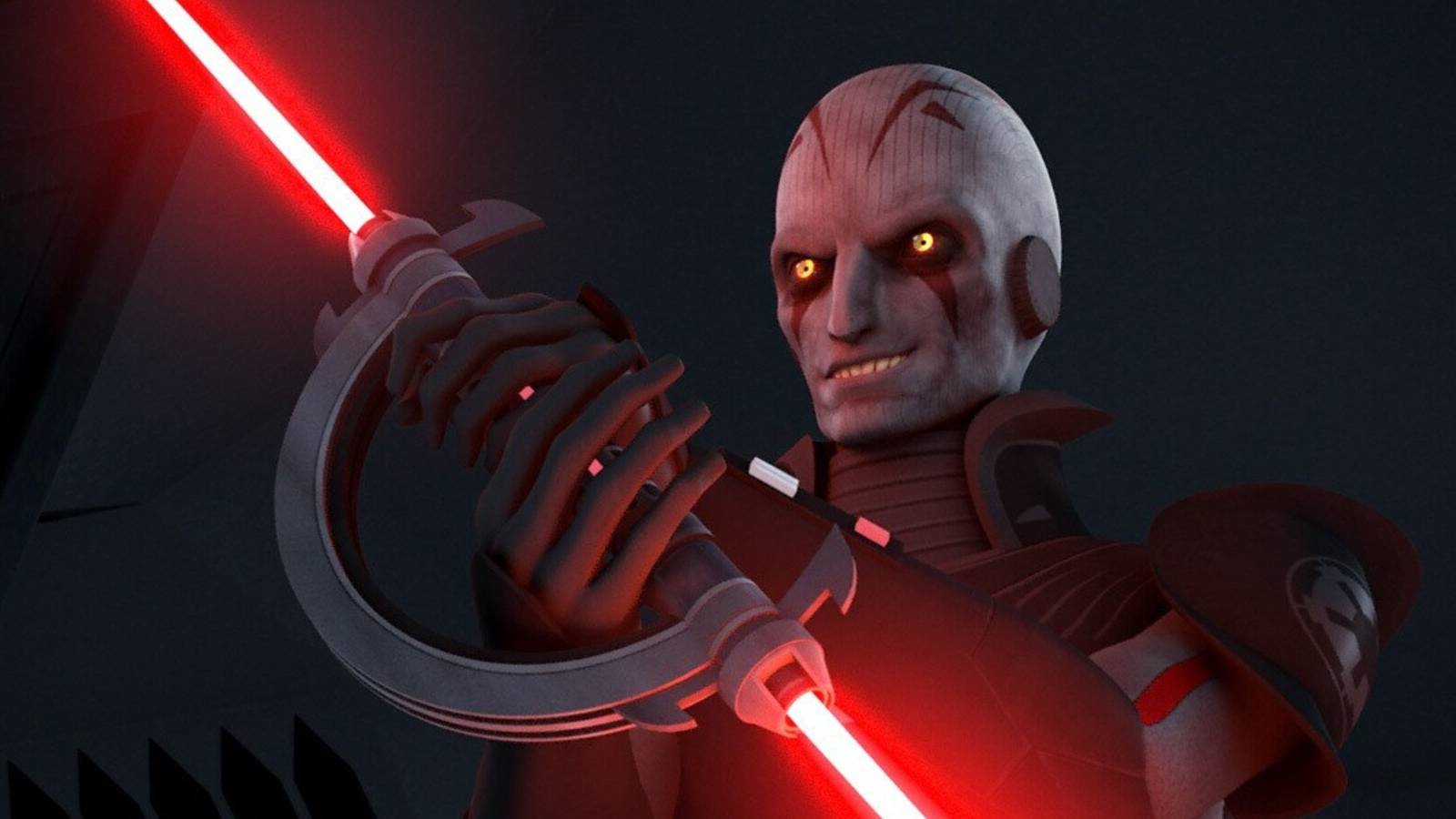 The Grand Inquisitor from Star Wars: The Clone Wars holds his Inquisitor Lightsaber