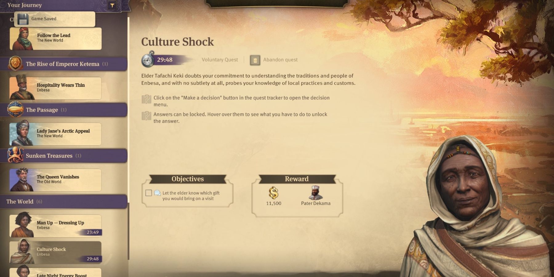 A screen showing a quest which will earn the player 11500 dollars