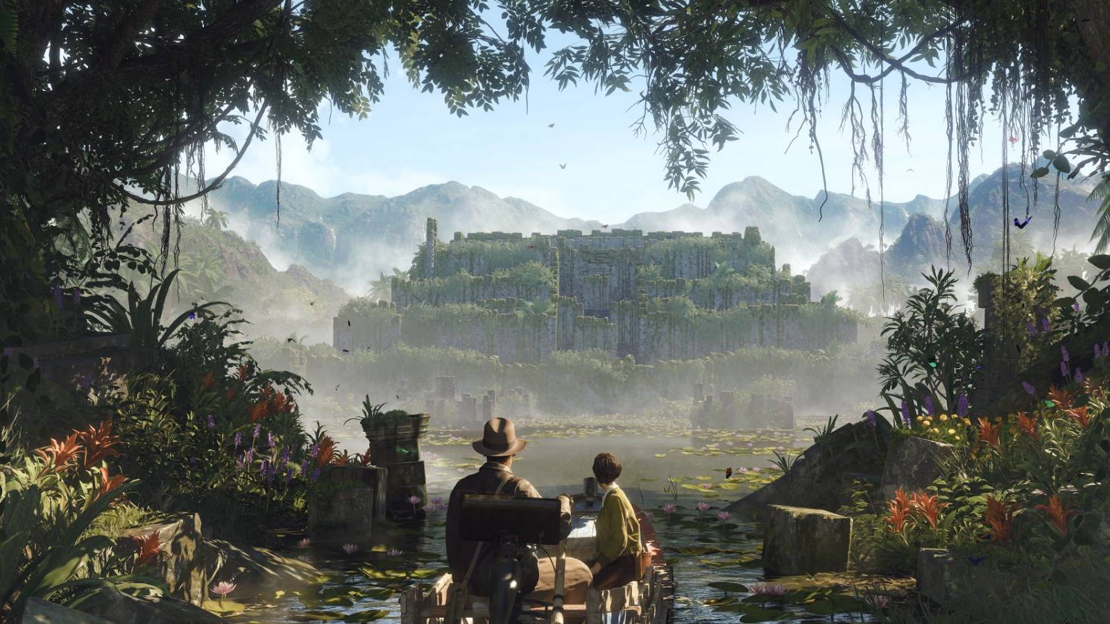 indiana jones great circle indy and gina in boat to island temple