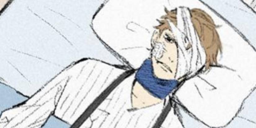 An injured Youngwoo lying on a hospital bed in Into the Depths