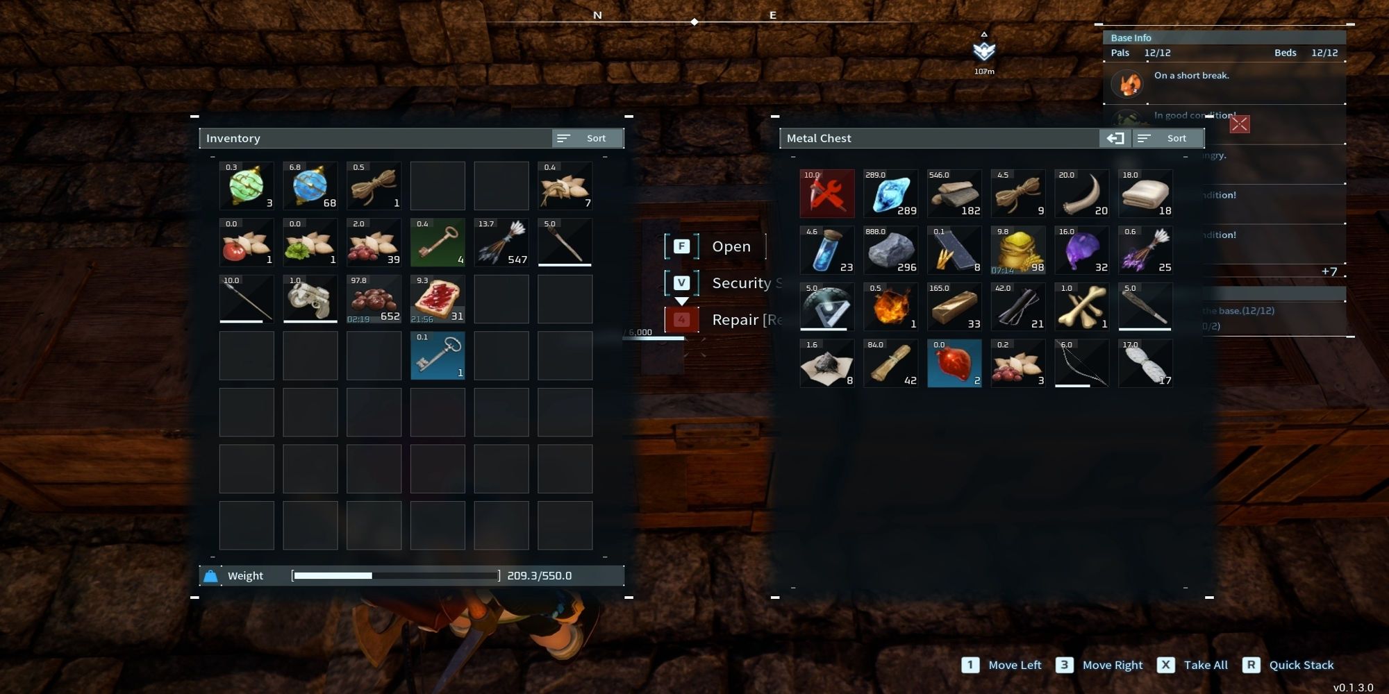 Items in chest in Palworld