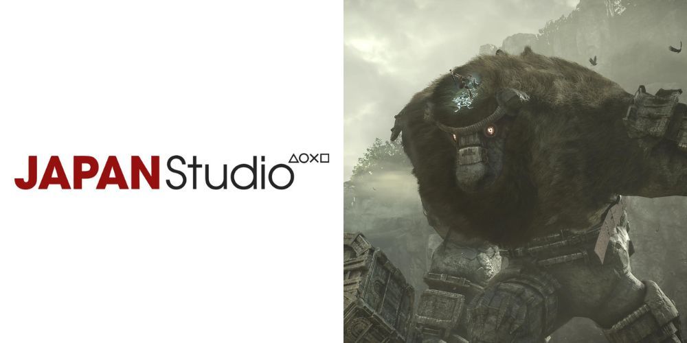 Japan Studio'S Logo alongside their hit game, Shadow of the Colossus.