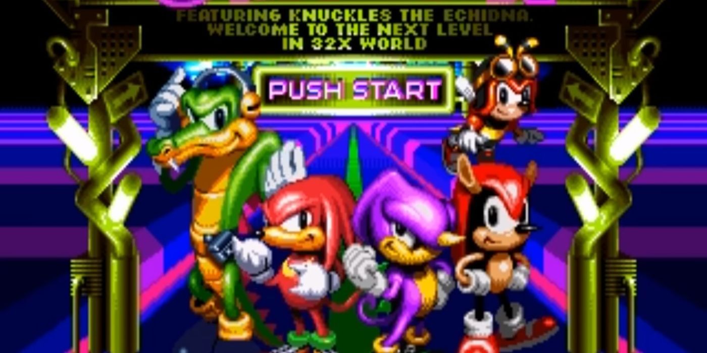 The title screen from Knuckles' Chaotix