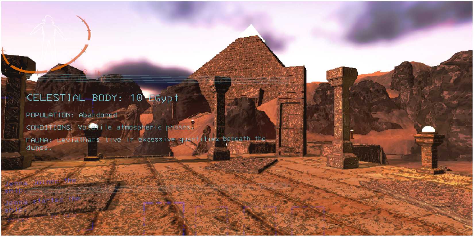 A screenshot of the EGypt modded moon and the information upon landing the ship