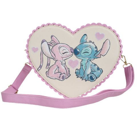 Lilo & Stitch Angel and Stitch Heart Kiss Crossbody Purse