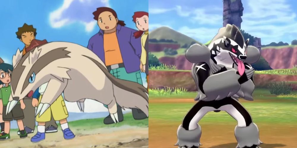Linoone in the Pokemon anime and Obstagoon in Sword & Shield.