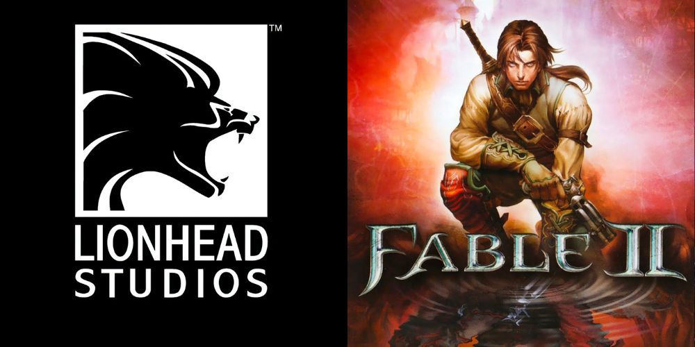 Lionhead Studios' Logo alongside their hit game, Fable 2.