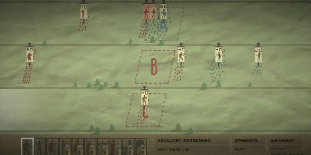 The battlefield in Rise of Rome, with several military units spread across three lanes. Image Source: LittleBig World on YouTube