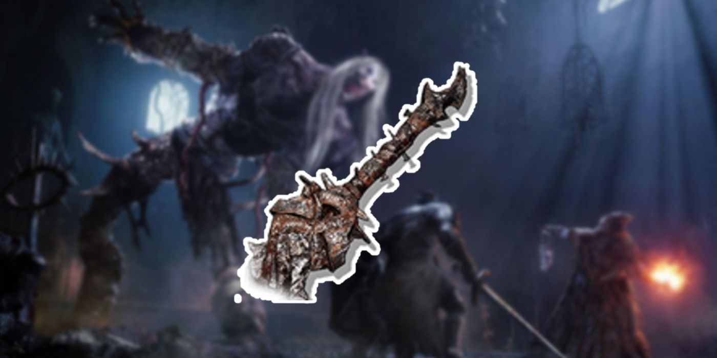 Lords of the Fallen Sword of Skin and Tooth foreground with battle in background