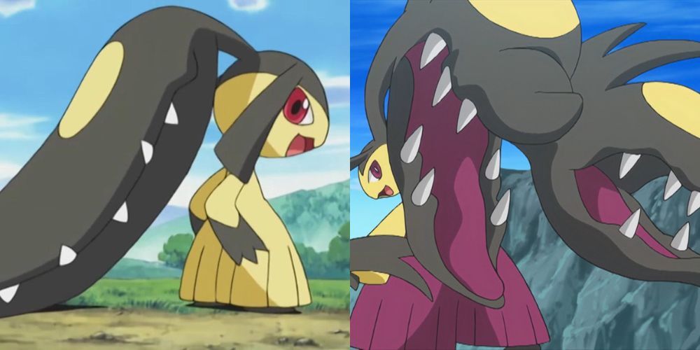 Mawile and Mega Mawile in the Pokemon Anime.
