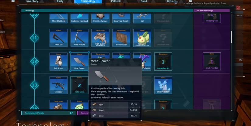 Meat Cleaver recipe in Palworld