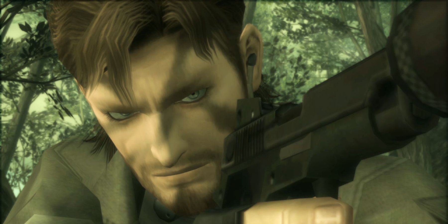 A screenshot from Metal Gear Solid 3 showing main protagonist Naked Snake.