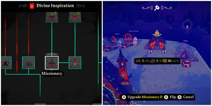 building and upgrading missionary in cult of the lamb