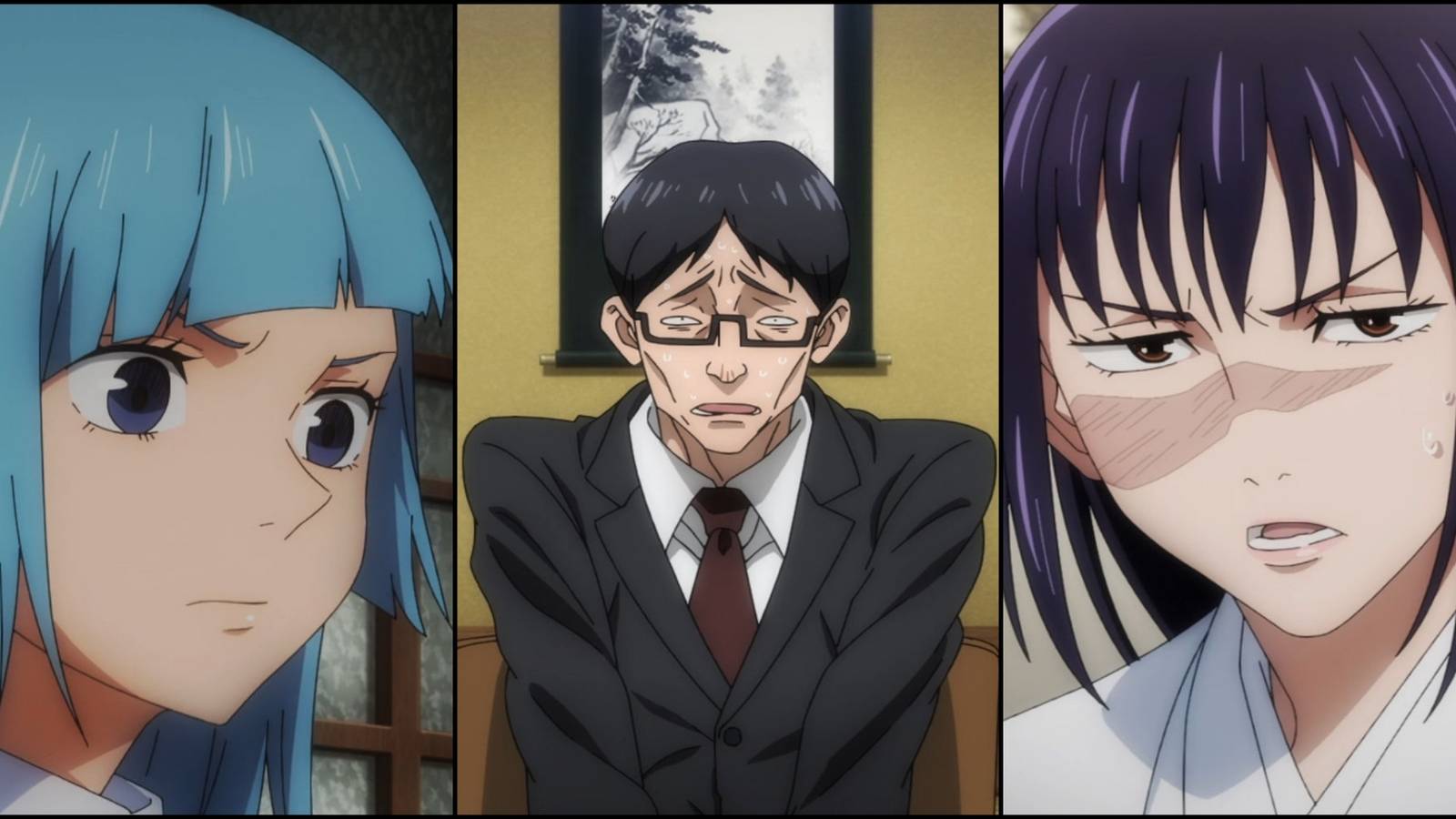 Miwa, Ijichi, and Utahime in Jujutsu Kaisen