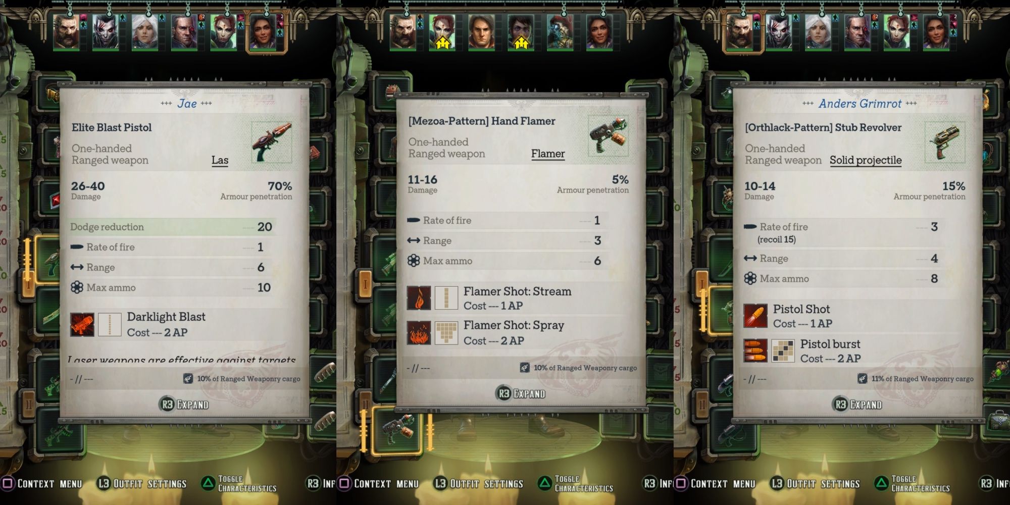 Warhammer 40K: Rogue Trader - Best One-Handed Ranged Weapons