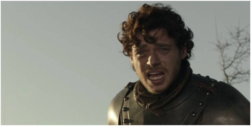 Robb Stark cries in Game of Thrones.