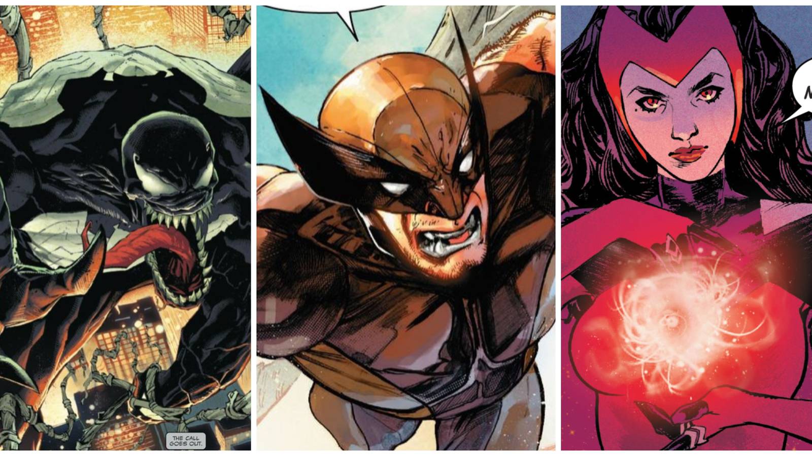 venom, wolverine, scarlet witch