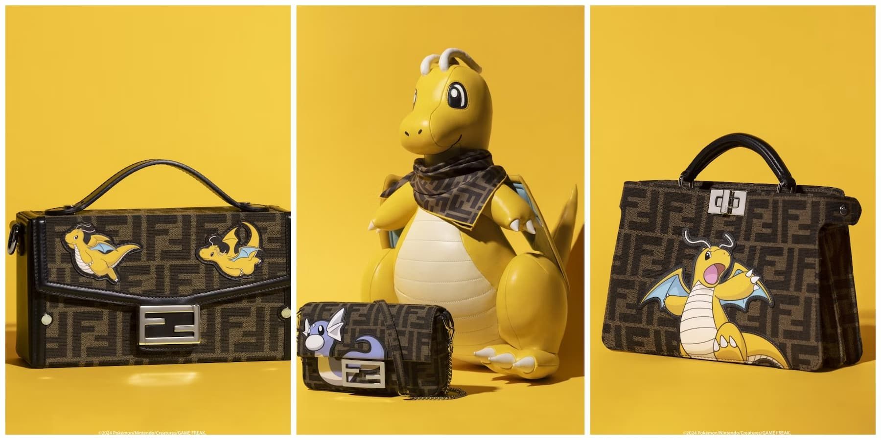 fendi x pokemon dratini and dragonite bags