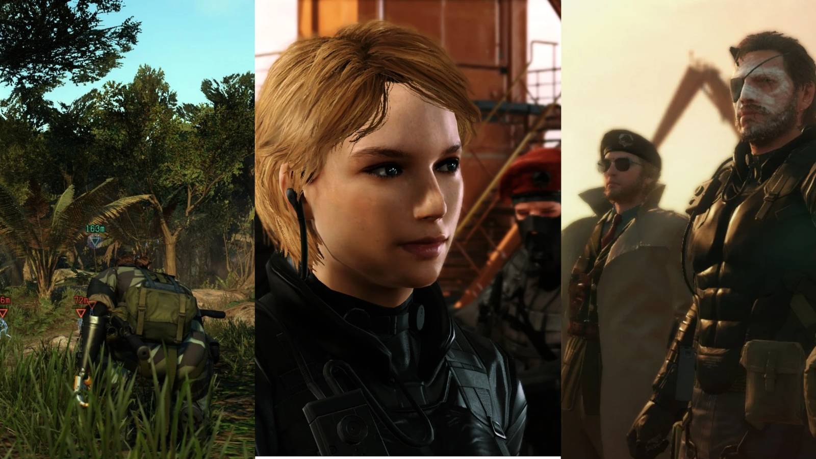 Collage of 3 screenshots MGS 5 Mods