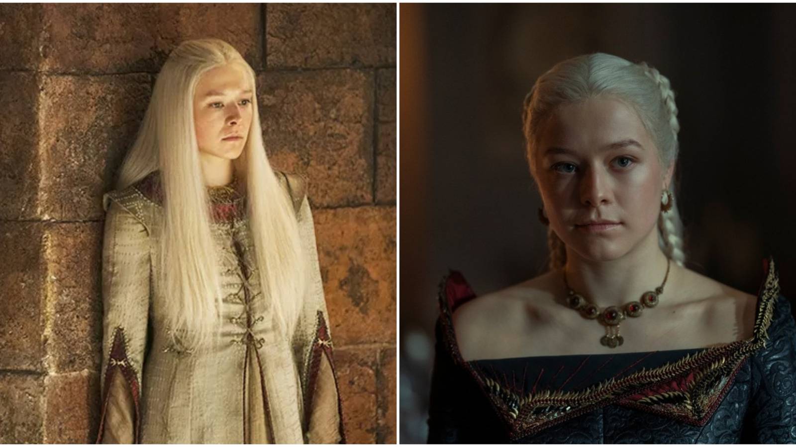 Split image of Rhaenyra Targaryen in House of the Dragon.