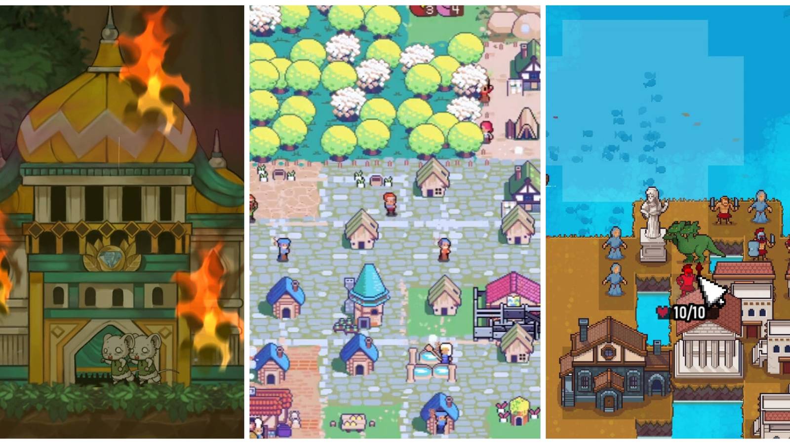 Games Like Against The Storm (Featured Image) - Ratropolis + DotAGE + These Doomed Isles