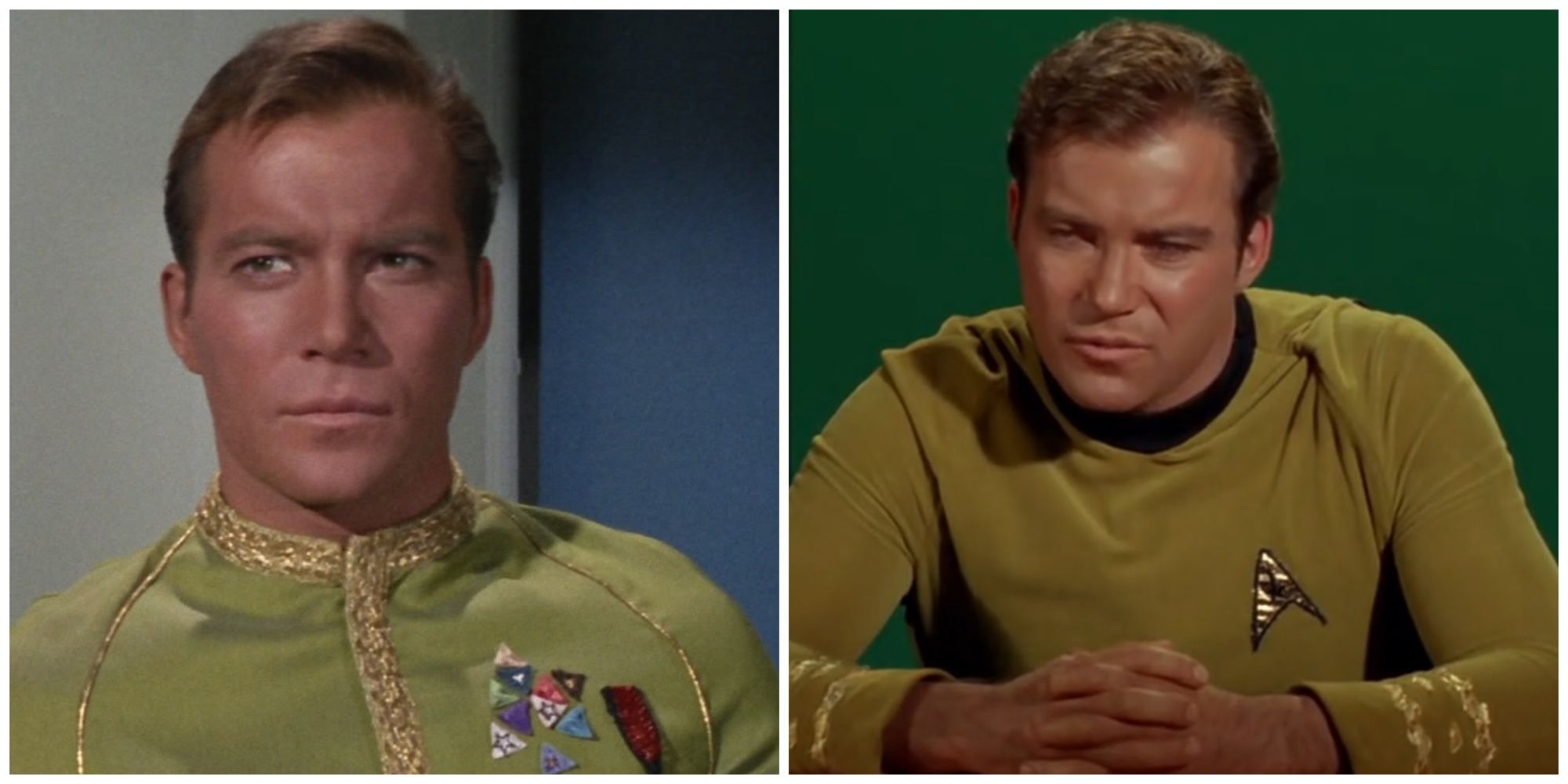 Split image showing two pictures of James T. Kirk in Star Trek.
